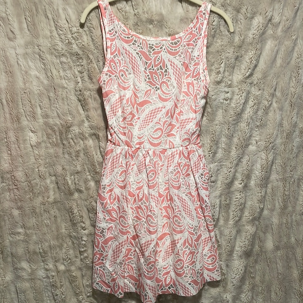 Pink + White Skater Dress, Size Small